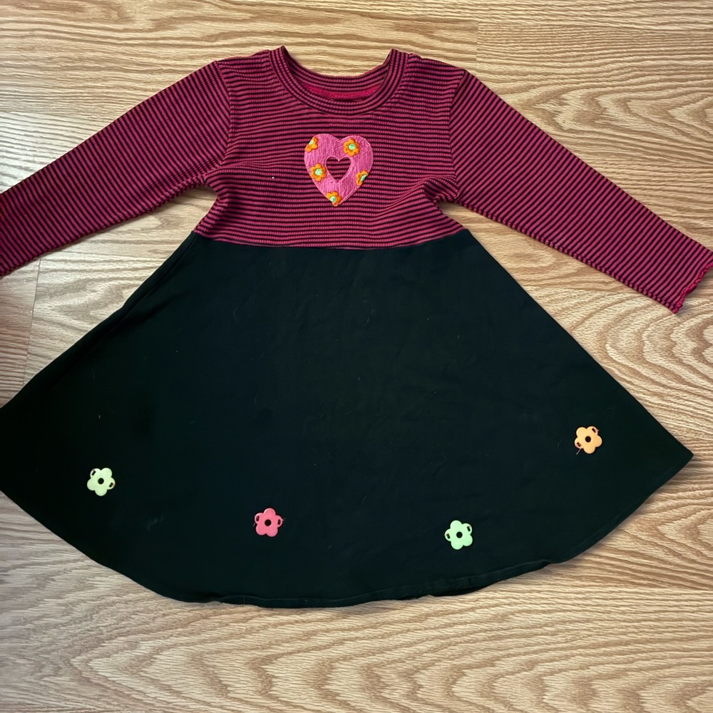 Not Rated Red and Black Striped Kids Dress